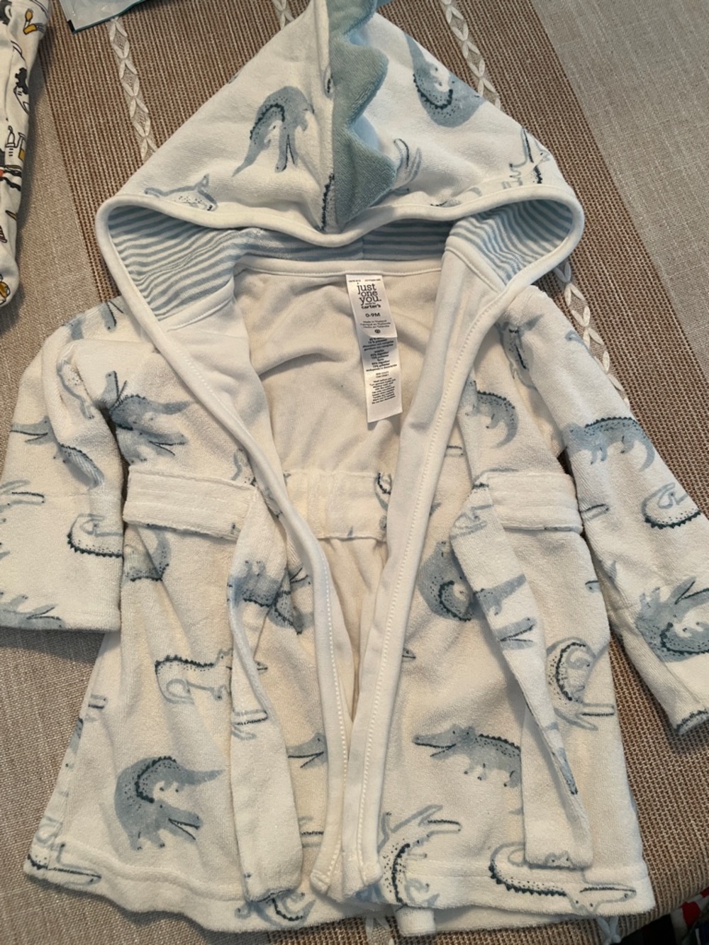Kids' Blue Crocodile Hooded Bathrobe - Soft Plush Pajama Robe